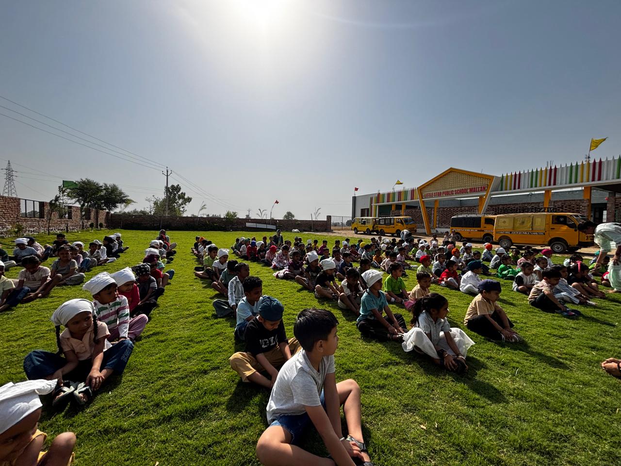 Students gathering at Little Star Public School campus